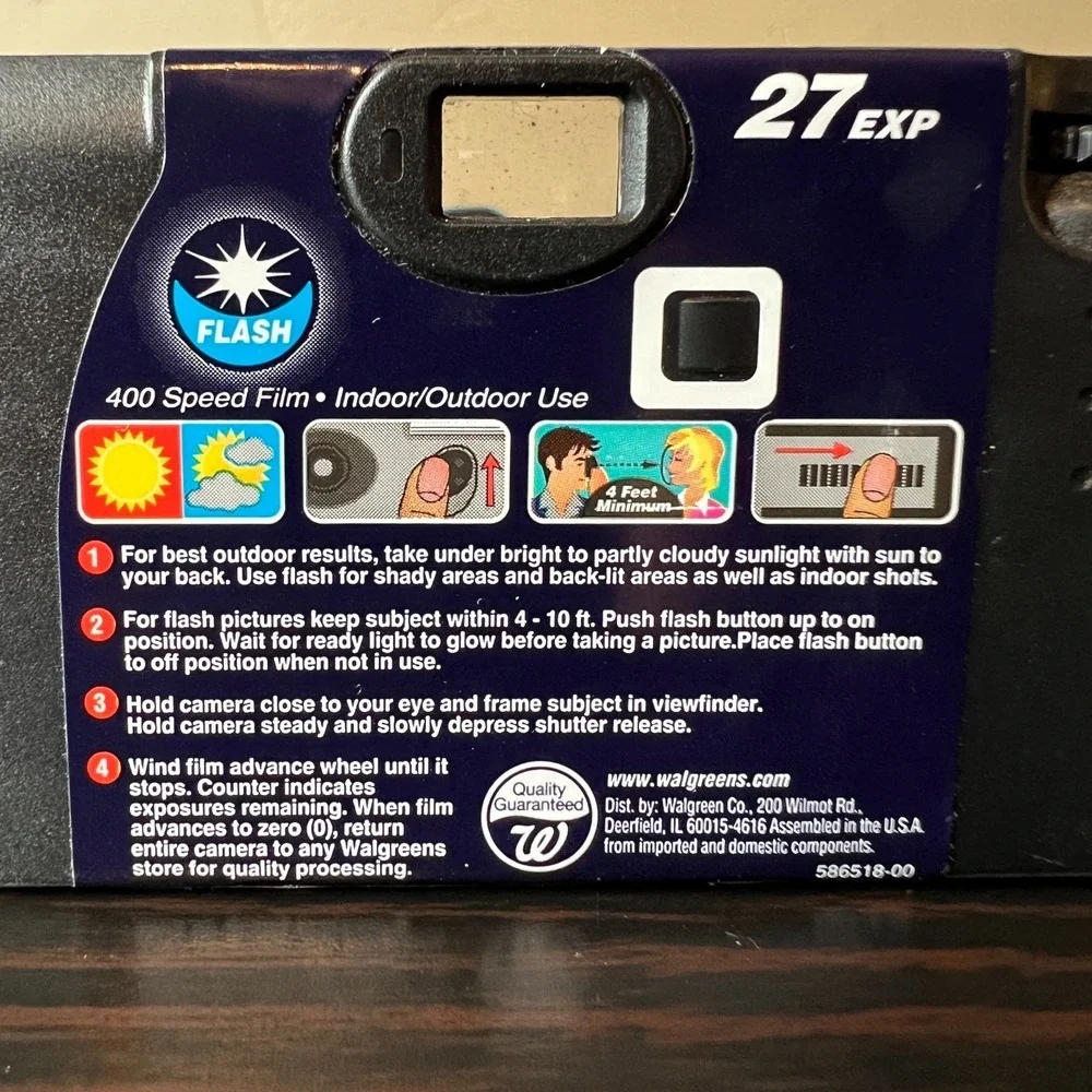 2 Walgreens WPhoto 35mm Single Use Disposable Cameras Flash 27 Exposures EXPIRED